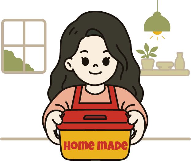 Home cook holding a freshly prepared meal box